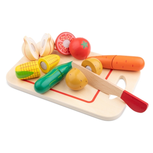 New Classic Toys Vegetable Cutting Set on Cutting Board