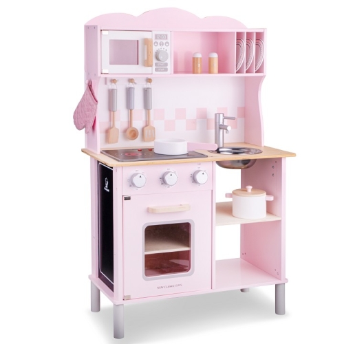 New Classic Toys Modern Children's Kitchen with Electric Cooktop Pink