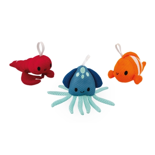 Janod Bath Toys Set of 3 Bathing Friends Sponges Sea Foam