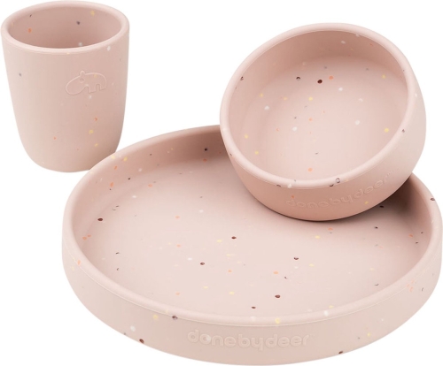 Done by Deer Silicone Dinner Set Confetti Powder Pink
