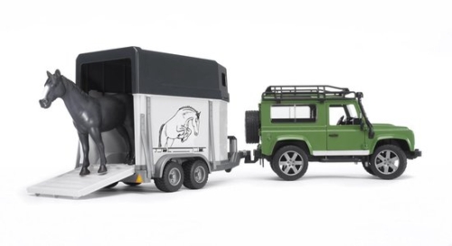 Bruder Landrover Defender With Horse trailer And Horse