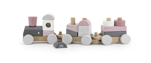 Label Label Stacking Blocks Train Pink