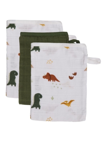 Blush &amp; Blossom - Starter set (6 diapers - 3 washgloves - 3 mouthcloths) Dinosaur
