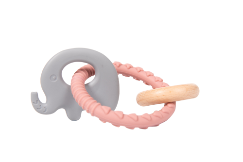 BoJungle Chewable Rattle Elephant Pink