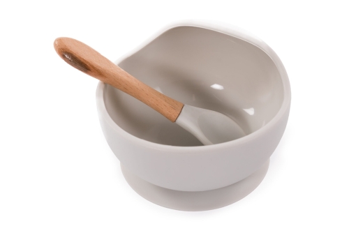 BoJungle Silicone Tray and Spoon Gray