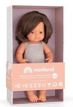 Miniland Baby Doll Brown Hair 38 cm