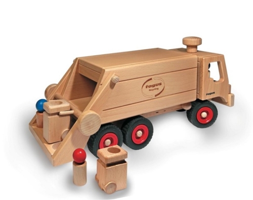 Fagus Wooden Garbage Truck with Roll Bins
