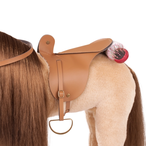 Götz Boutique, competition horse with saddle and rein, Sparky, light brown, 37 cm
