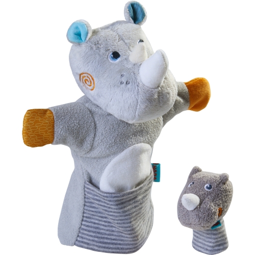 Haba rhino hand puppet with baby