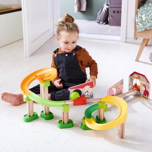 Haba Kullerbü marble track rolls to the stable