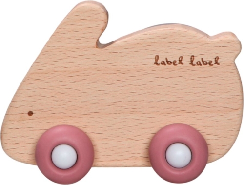 Label Label Teether rabbit on wheels pink