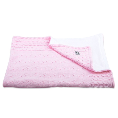 Baby&#39;s Only Cot Blanket Chenille Cable Baby Pink
