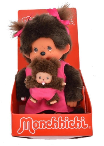 Monchichi mother with baby pink