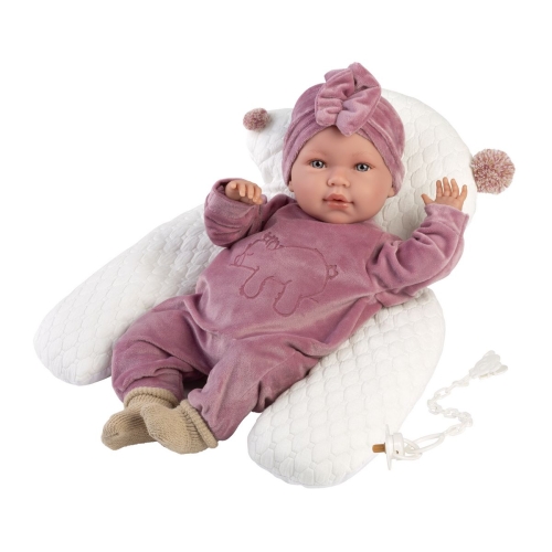 Llorens Crying Baby Doll Mimi Pink with Turban and Sound 42 cm