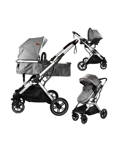 Ding Juna Kinderwagen Zilver/Grijs 3-in-1 met Autostoel