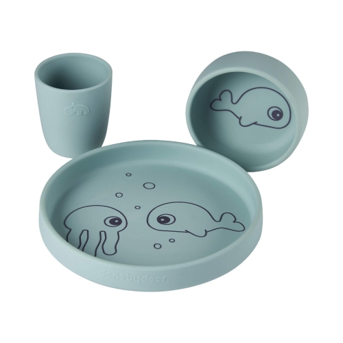 Done by Deer Silicone dinner set Sea Friends Blue