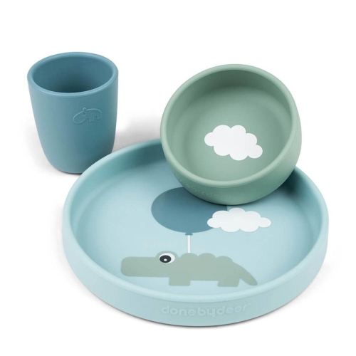 Done by Deer Silicone dinner set Happy Clouds Blue