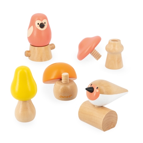 Janod WWF Leather Screws with Birds and Mushrooms