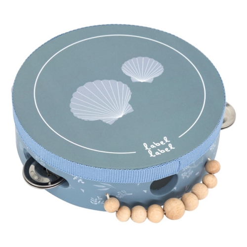 Label Label Label Wooden Tambourine Blue
