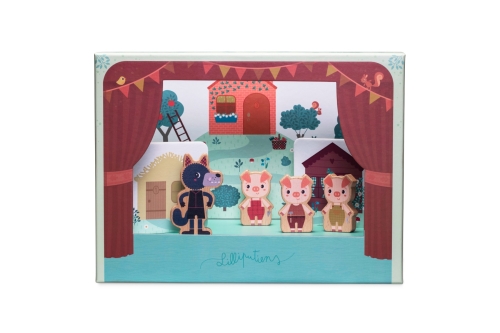 Lilliputiens Theater with magnets the Wolf and the 3 Little Pigs