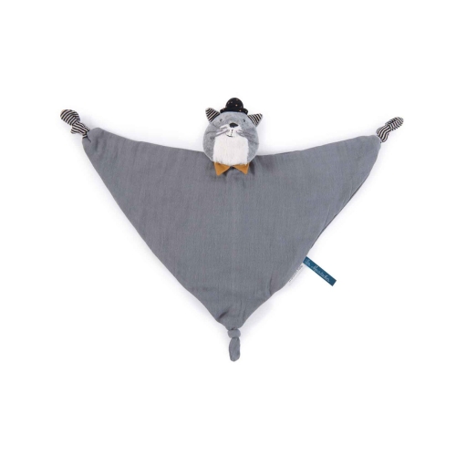 Moulin Roty cuddly blanket cat light gray Fernand Les Moustaches