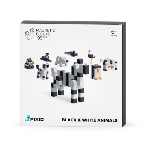 Pixio Magnetic Toys Black and White Animals 195 Pieces