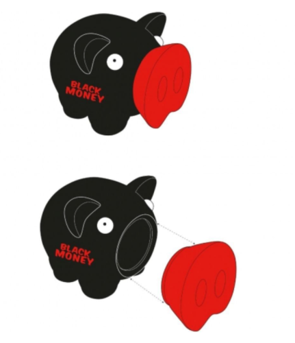 Piggy Bank Black with Red 