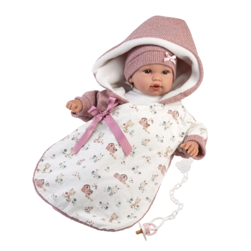 Llorens Crying Baby Doll Pink with Sleeping Bag and Sound 36 cm