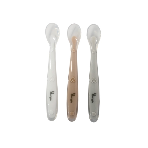 BoJungle Soft Spoon Set Silicone (White-Gray-Terracotta)