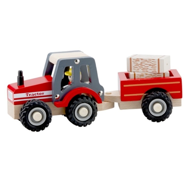 bossen Mount Bank teller New classic toys Tractor with trailer Hay bales Online Offer at PLUSTOYS